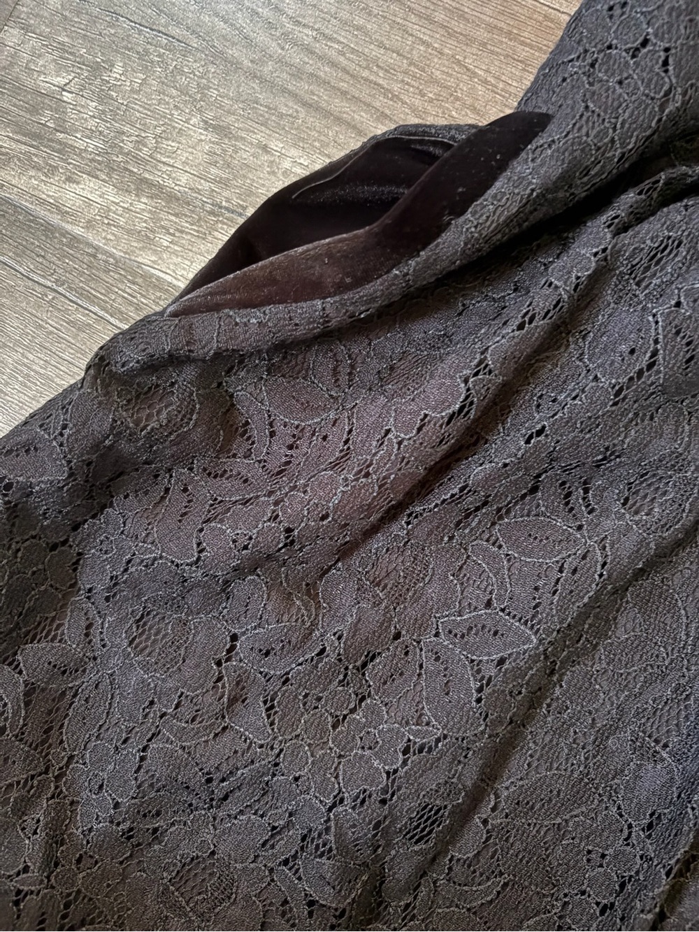 NWT Rw&Co Black Lace Fit-and-Flare Dress with Velvet Trim and Pockets - Picture 2 of 7
